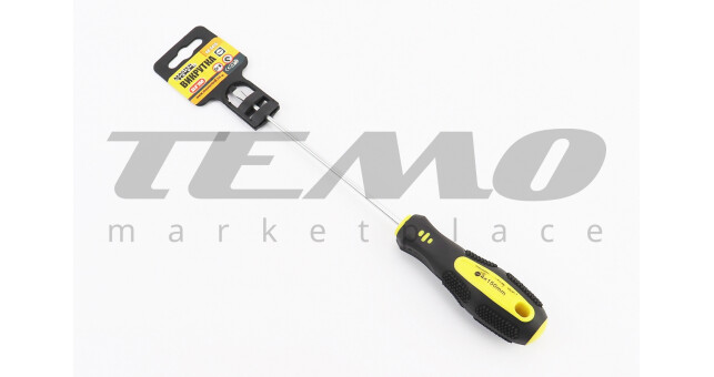 Отвёртка магнитная шлицевая SL4х150мм ручка с TPR покрытием - фото 1