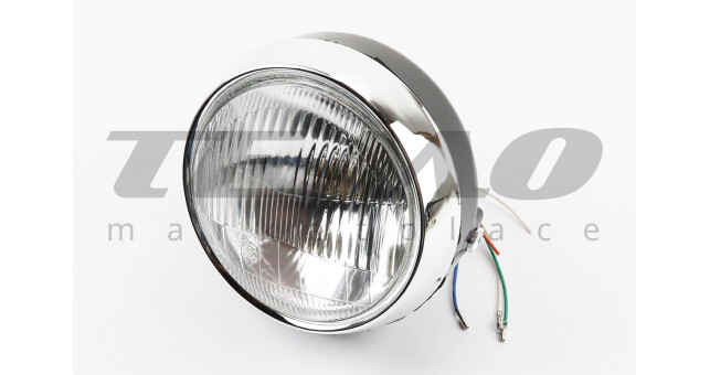 Фара передняя черная ALPHA круглая d-150 мм - фото 1