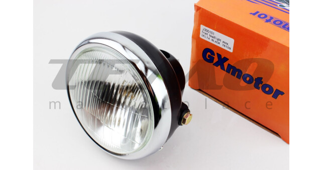 Фара передняя GXmotor ALPHA круглая d-160 мм черная - фото 1