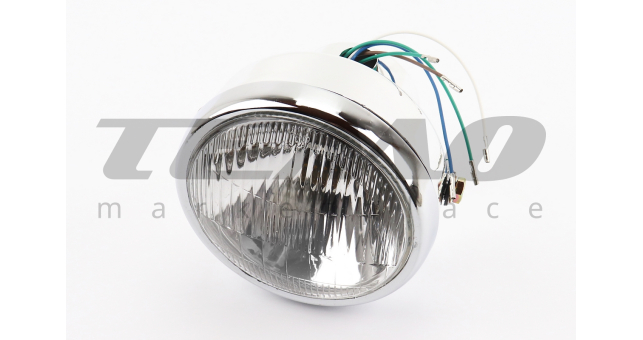 Фара передняя GXmotor ALPHA круглая d-150 мм хром - фото 1