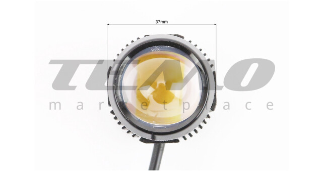 Фара додаткова світлодіодна вологозахисна 1 LED з кріпленням та блоком розпалювання кругла 37 мм к-кт світло біле/жовте - фото 2