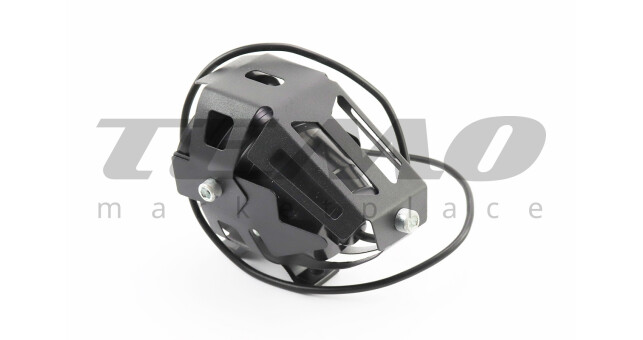 Фара додаткова світлодіодна вологозахисна LED лінза з обідком ангельське око в металевому корпусі з кріпленням на кермо 110x70 мм - фото 2