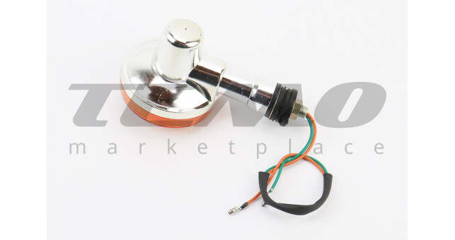 Поворот круг хромированный оранжевое стекло - фото 2