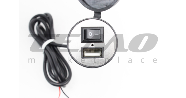 Зарядка USB универсальная на 1 выход, с кнопкой вкл/выкл (крепление в пластик/на руль) - фото 2