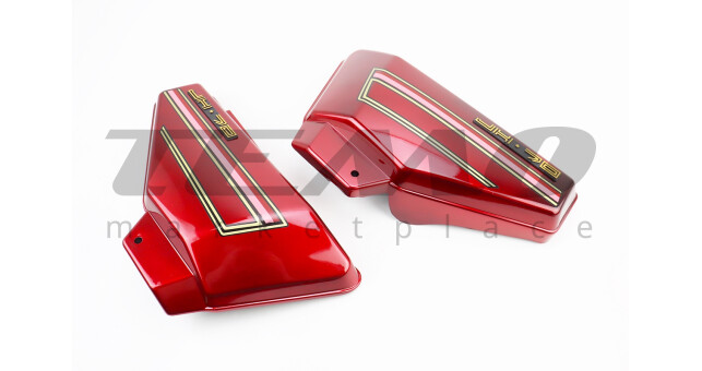 Крышка бардачка ALPHA левая + правая пластик к-кт красный - фото 1