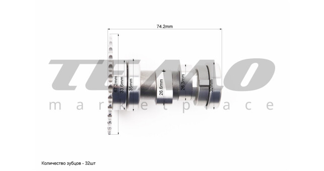 Розподільний вал в зборі JWBP DELTA 110cc + зірка з зачепом - фото 3