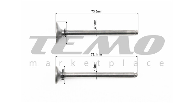 Клапан впускний, випускний (НЕМАГНІТНИЙ) к-кт Honda AF-56 (d = 20 / 16мм; h = 73,8 / 72,5мм) - фото 2