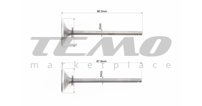 Loncin LX250GY-3 Клапана випускний (h-87,8; d-26,9), впускний (h-88,3; d-31,5) к-кт 2шт - фото 2