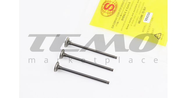 Клапан впускной, выпускной к-кт 3шт Yamaha JOG SA-36J/39J (d=16,5мм - 1шт/d=15,5мм - 2шт; h=78мм) - фото 1