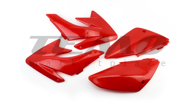 Пластик комплект деталей 7шт Honda CRF70/KAYO CRAZY CAT 140cc/GEON X-PIT красный - фото 1