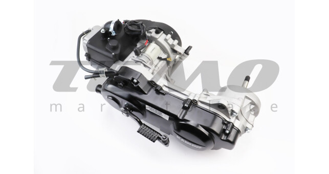 Двигатель скутерный в сборе 4Т-80куб (длинный вариатор, длинный вал) + карбюратор, коммутатор, катушка зажигания, брызговик - фото 2