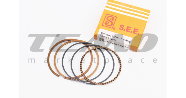 Кольца поршневые SEE CB150 62 мм STD толщина 1.15 мм желтая коробка - фото 1