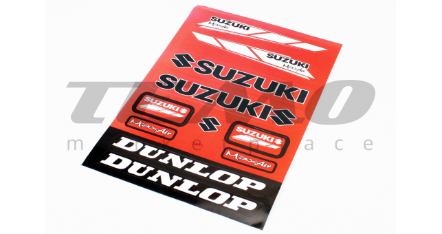 Наклейки набор 8шт &quot;Suzuki/Dunlop&quot; красные 5839A (22x32см) - фото 1