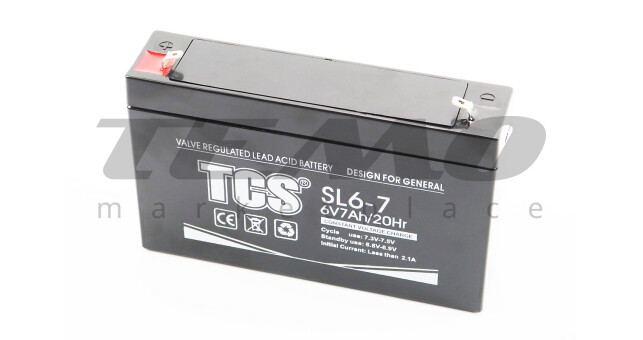 Мото акумулятор TCS 6 Вольт 7Ah SL6-7 кислотний - фото 1