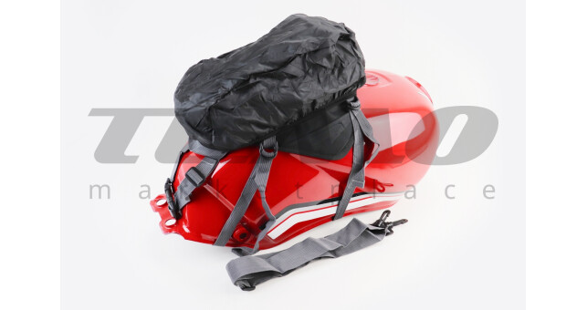 Мото сумка на бак мотоцикла магнітна 20х32х10 з вологозахисним відділенням, що від'єднується, для смартфона 8,5x16,5см + чохол, Чорна - фото 2