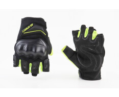 Перчатки мотоциклетные без пальцев XL-Чёрно-Салатовые