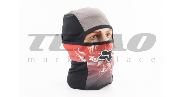 Подшлемник летний (балаклава) &quot;FOX&quot; Чёрно-Серый с рисунком, EA005 - фото 1