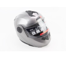 Шлем для мотоцикла модуляр BLD-159 М 57-58 см Серый глянец закрытый с откидным подбородком + откидные очки