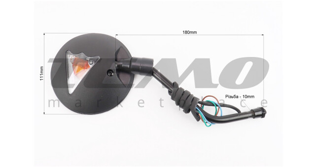 Дзеркала LIPAI DELTA круглі М8/М10 чорні з поворотами - фото 2