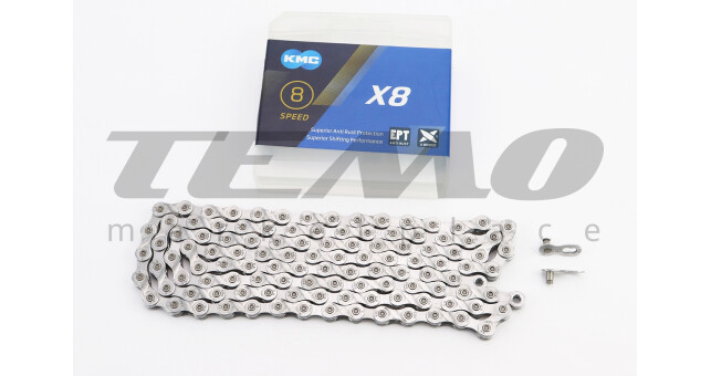 Цепь приводная 1/2х3/32х116L 6/7/8 скоростей, серебристая X8 EPT - фото 1