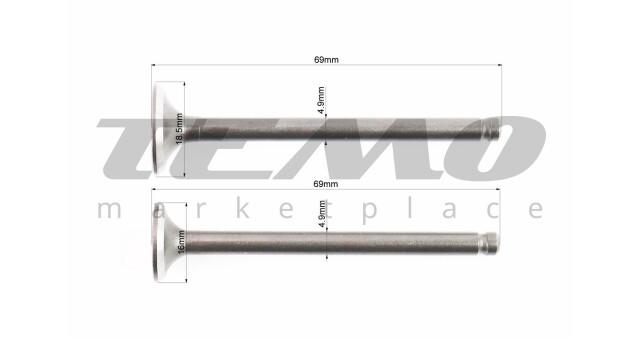 Клапан впускний, випускний к-кт 69мм - фото 2