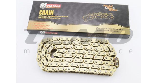 Цепь привода колеса Mototech 428HO*118L GOLD с сальниками - фото 1