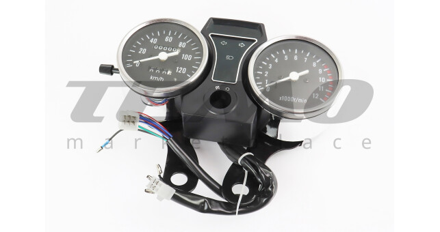 Спидометр в сборе "двойной" 120 км/ч тахометр электронный (узкое крепление, фишки мама-папа) - фото 1