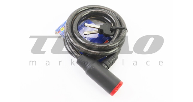 Замок противоугонный тросовый 1500х12мм под ключ, TY503 - фото 1