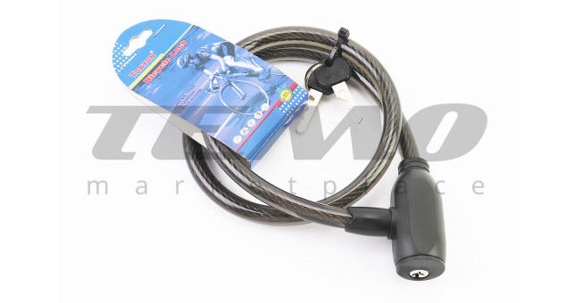 Замок противоугонный тросовый 800х12мм под ключ, TY434 - фото 1