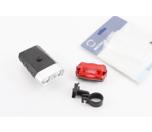 Фонарь передний 2 диода+задний 5 диодов, зарядка от USB, влагозащитные к-кт