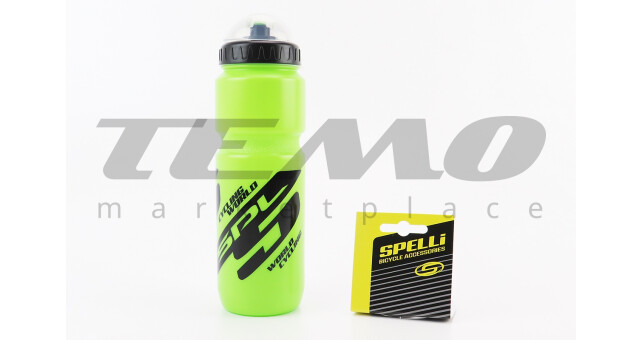 Фляга пластикова 800мл, з захисною кришкою, чорно-зелена SWB-528-L - фото 1