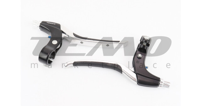 Гальмівні ручки з гумовими вставками, алюмінієві, чорно-сірі HJ-330AD - фото 1