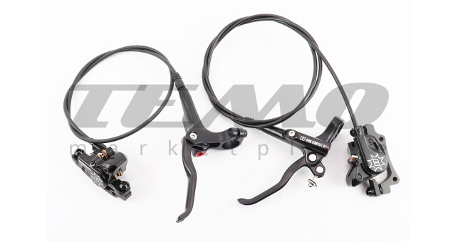 Гальмо Disk-brake гідравлічне переднє (F160/R140мм)+заднє (F180/R160мм), чорні - фото 2