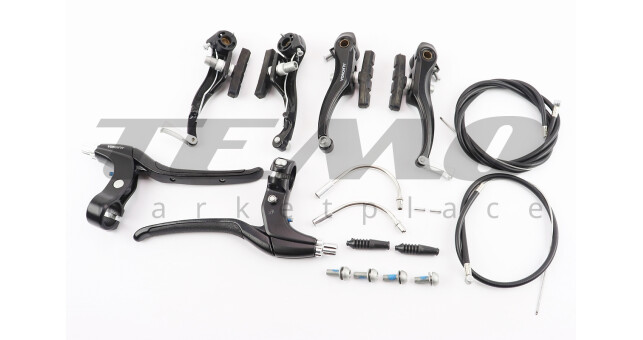 Тормоз V-brake 110мм (2 колеса) с ручками, тросами, чёрный, HJ-805AD - фото 1