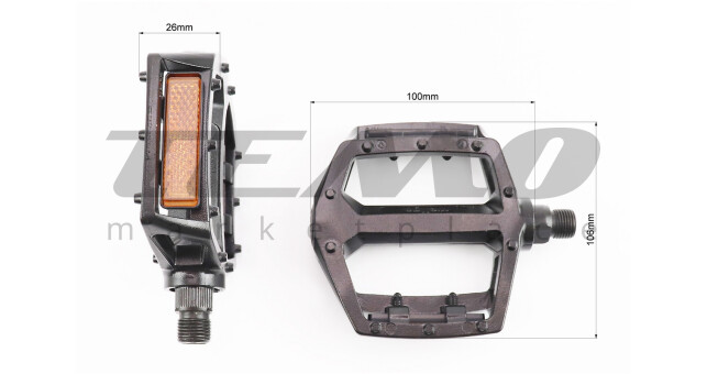 Педали BMX 9/16" (107x105x28mm) алюминиевые, чёрные LU-313 - фото 2