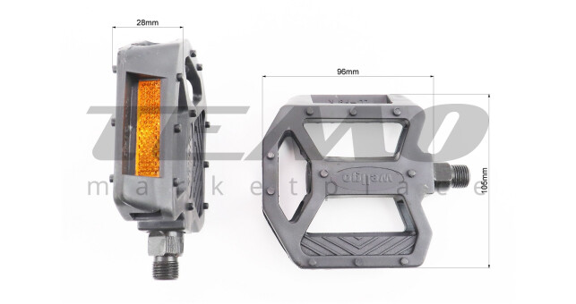 Педалі BMX 9/16" (108x105x28mm) пластикові, чорні LU-P9 - фото 2