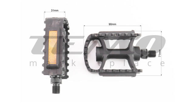 Педали CHILD 1/2" (99x75x31mm) пластиковые, чёрные LU-892DU - фото 2