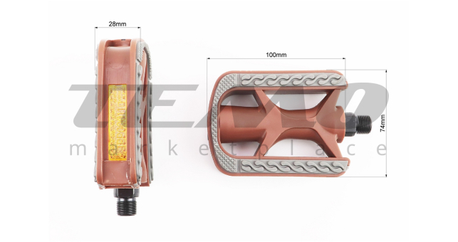 Педалі CITY 9/16&quot; (105.5x74x26mm) пластикові, коричнево-сірі NW-88 - фото 2