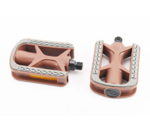 Педалі CITY 9/16" (105.5x74x26mm) пластикові, коричнево-сірі NW-88