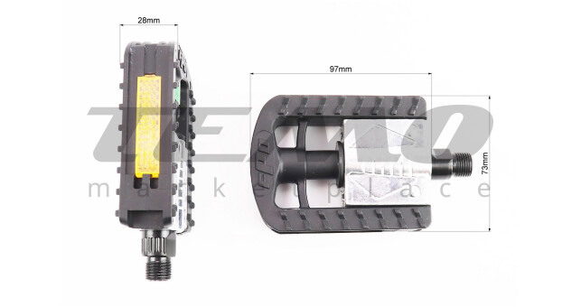 Педали FOLDING складные 9/16" (109x74x29mm) пластико-алюминиевые, чёрно-серые NW-306P - фото 2