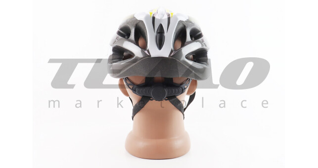 Шлем велосипедный M (54-57 см) съёмный козырёк, 18 вент. отверстий, черно-бело-желтый AVHM-02 - фото 2