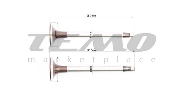 Клапан впускной, выпускной к-кт 2шт + пружина-2шт, + тарелка-2шт, + сухарь-4шт - фото 2