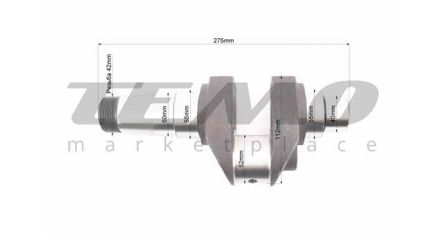 Коленвал TATA R195NM болт М12x1.5 шейки d-52 мм h-112 мм - фото 3