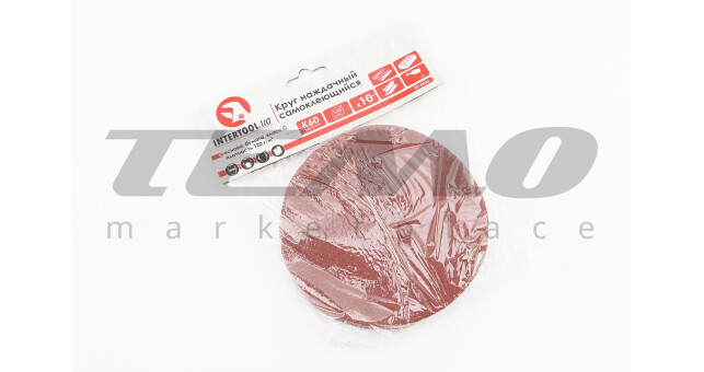 Круг шліфувальний самоклеючий 125мм, папір клас C, K60 к-кт 10шт BT-0506 - фото 2