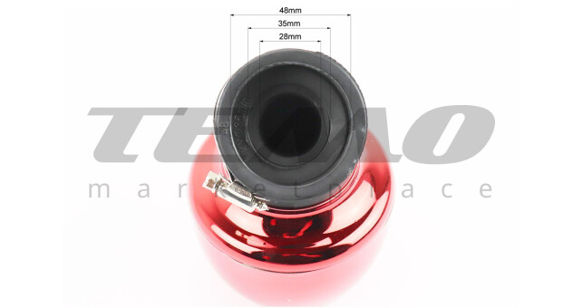 Фильтр воздушный нулевой 28/35/48мм 45град. "ТУРБИНА" КРАСНАЯ - фото 4