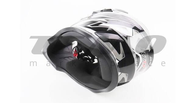 Шлем для мотоцикла кроссовый эндуро АТV BLD-819-7 L 59-60 см Чёрный глянец с бело-серым рисунком - фото 2
