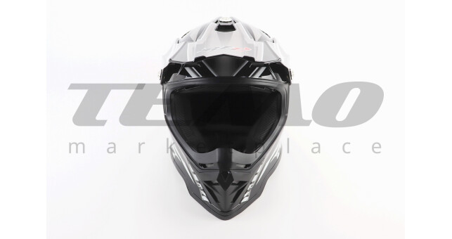 Шлем для мотоцикла кроссовый эндуро АТV BLD-819-7 L 59-60 см Чёрный глянец с бело-серым рисунком - фото 4