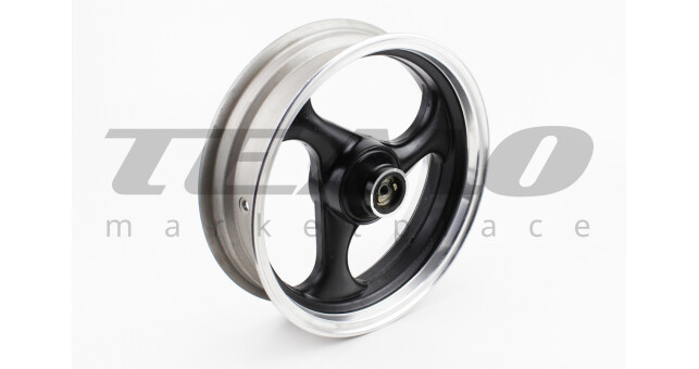 Диск передній литий MT 13x3.5 d-12 мм дискові гальма 3 болти 3 промені чорно-сірий - фото 1