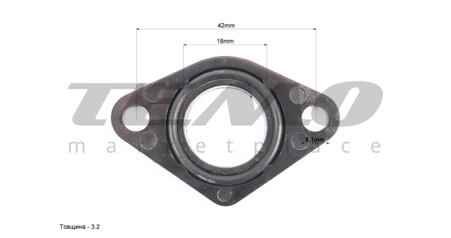 Прокладка патрубка карбюратора Honda DIO AF18/27 (пластмасс) d-18mm + манжет - фото 2