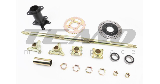 Ось задняя 740мм - на ATV027-19, крепление, диск тормозной, звезда, ступицы - к-кт 16 деталей - фото 1